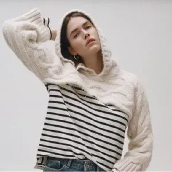 NWT Zara Ecru Hooded Cable-Knit Arm Warmer - Picture 2 of 4